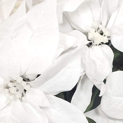 White Poinsettia Christmas Spray 21" - Home Decor