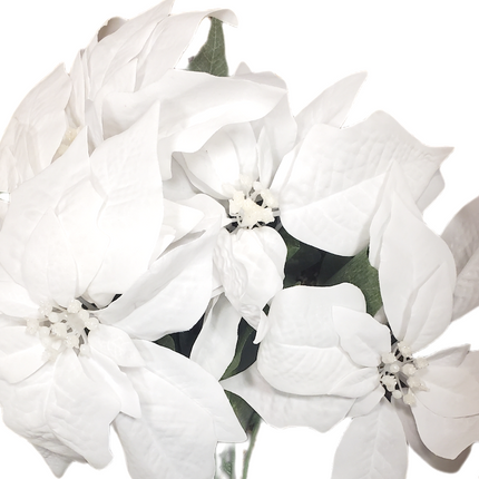 White Poinsettia Christmas Spray 21" - Home Decor
